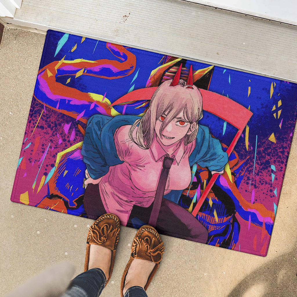Power Chansaw Man Rubber Doormat