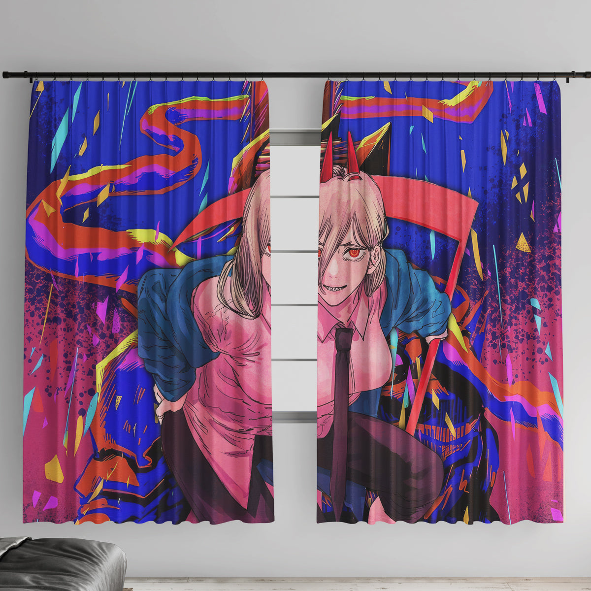 Power Chansaw Man Window Curtain