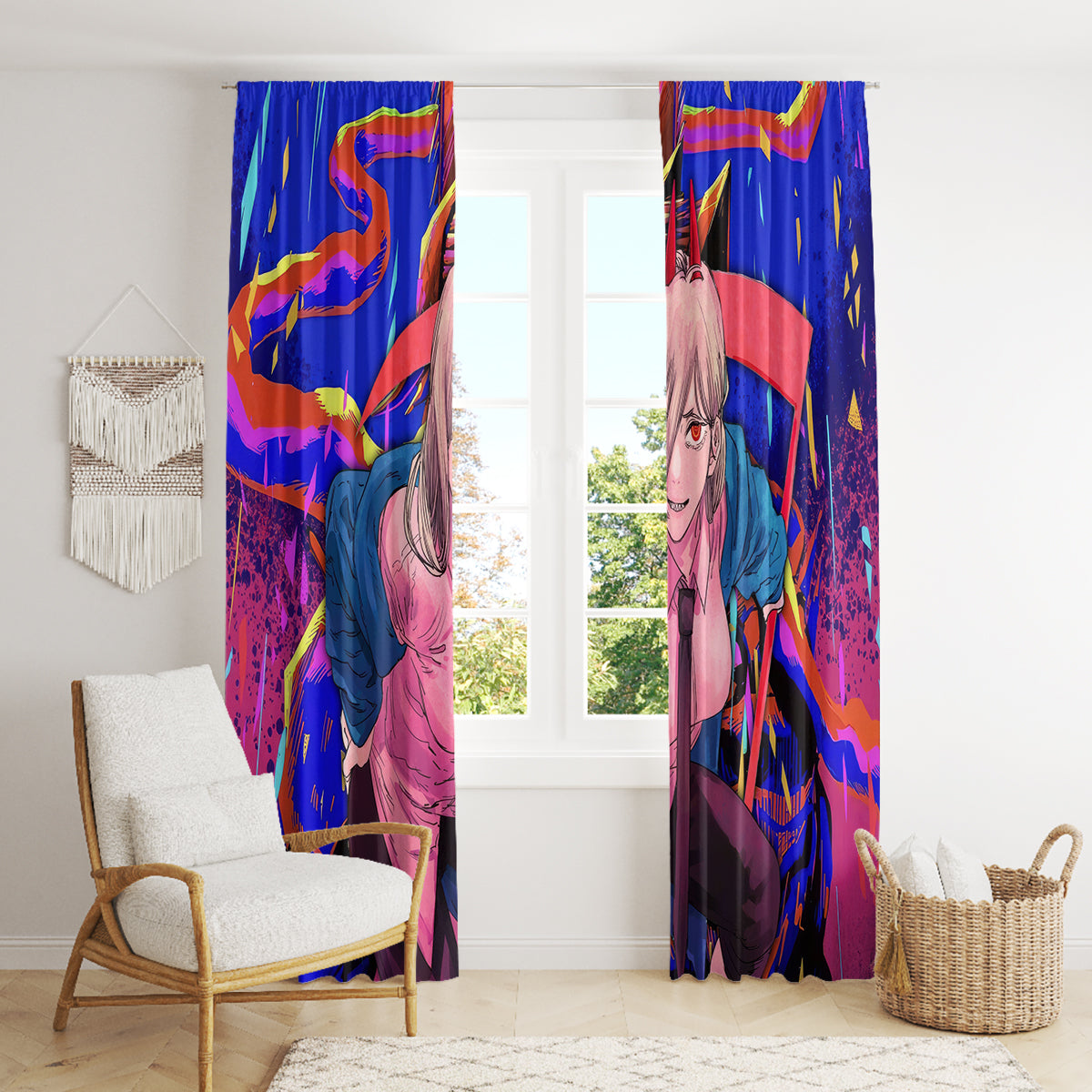 Power Chansaw Man Window Curtain