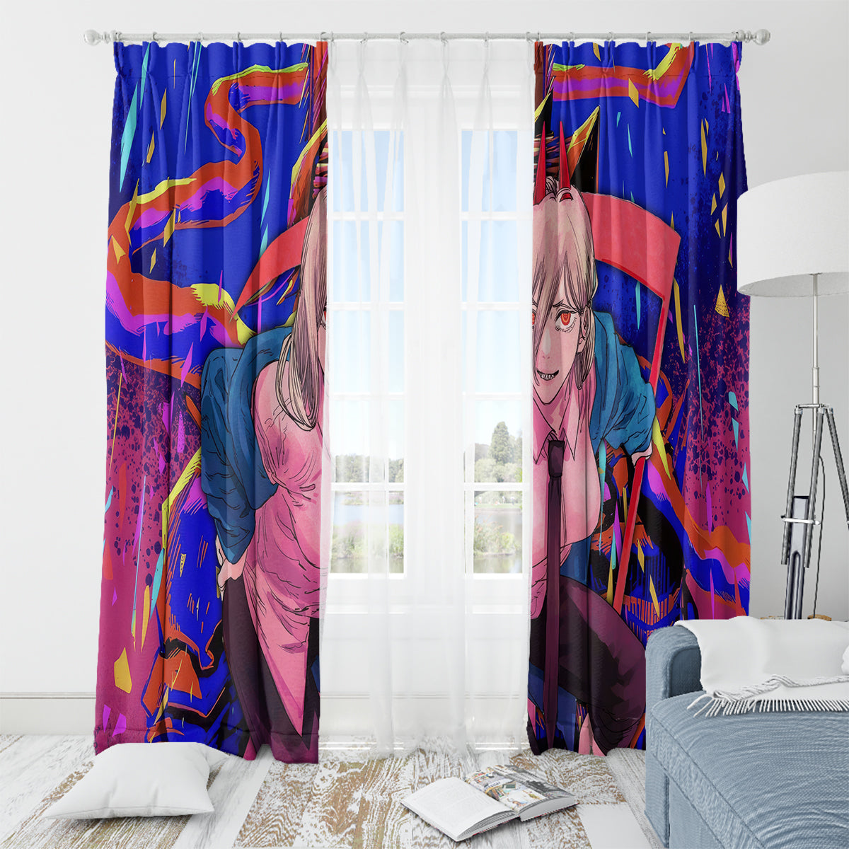 Power Chansaw Man Window Curtain