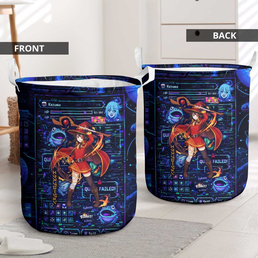 Megumin Crimson Demon Laundry Basket Retro Anime RPG Interface Style