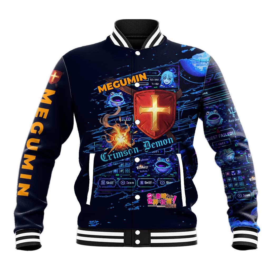 Megumin Crimson Demon Baseball Jacket Retro Anime RPG Interface Style