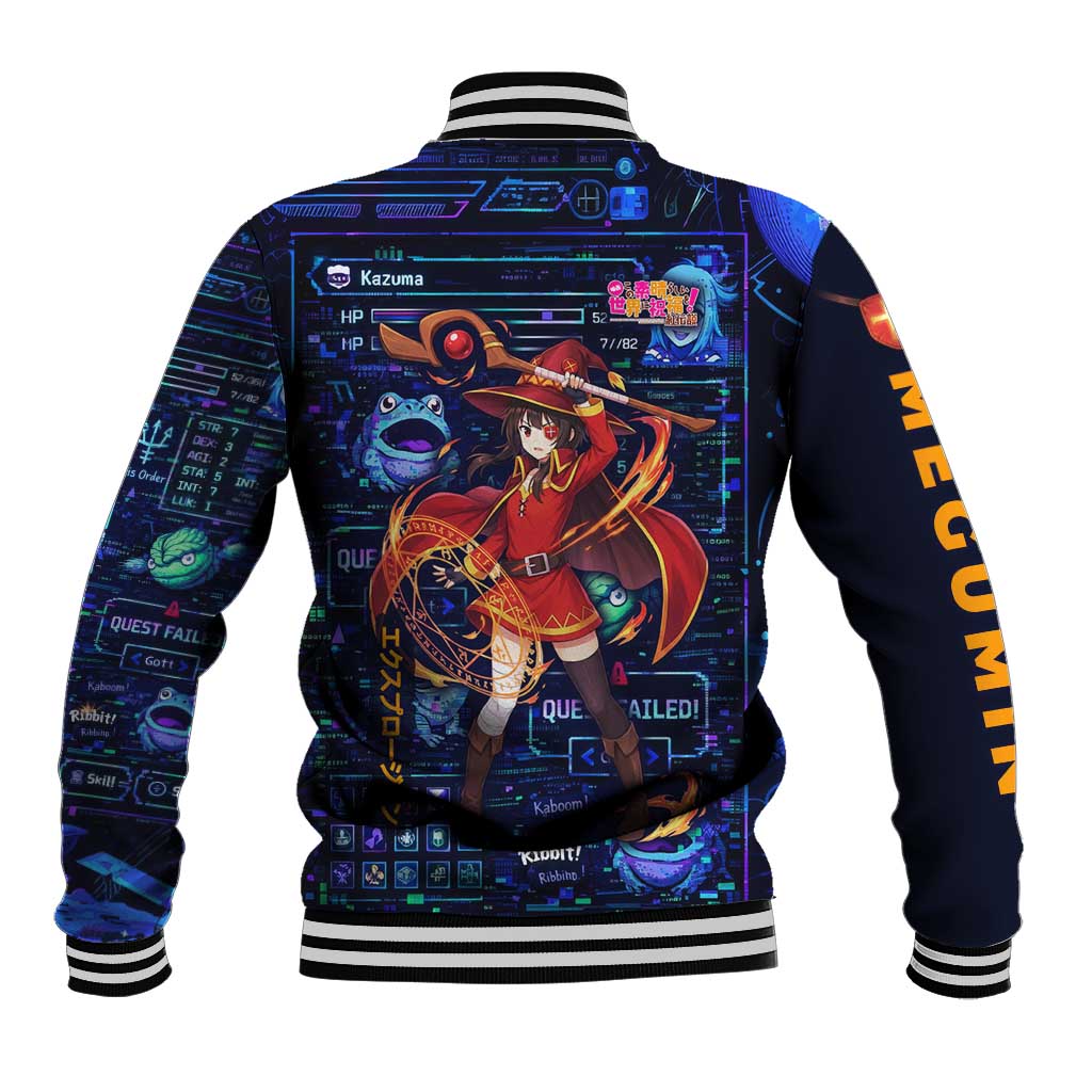 Megumin Crimson Demon Baseball Jacket Retro Anime RPG Interface Style