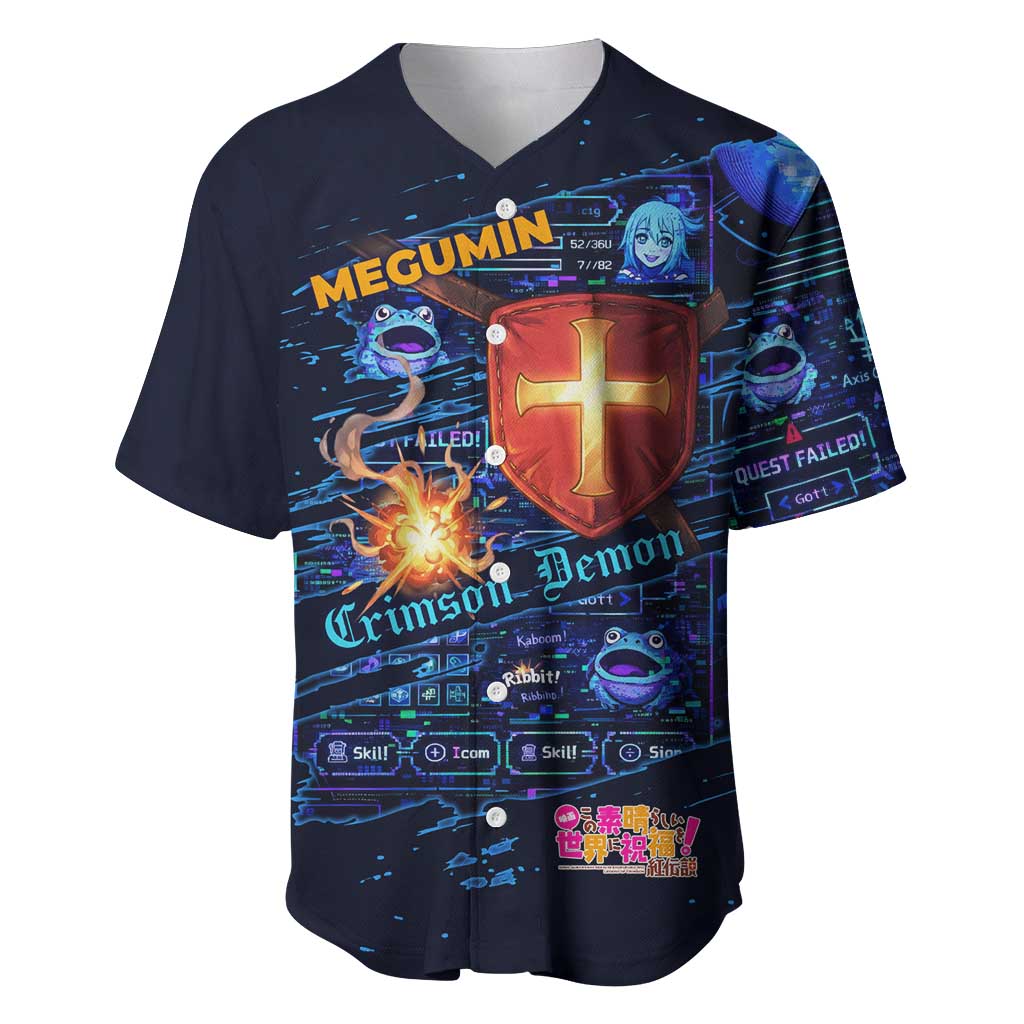 Megumin Crimson Demon Baseball Jersey Retro Anime RPG Interface Style