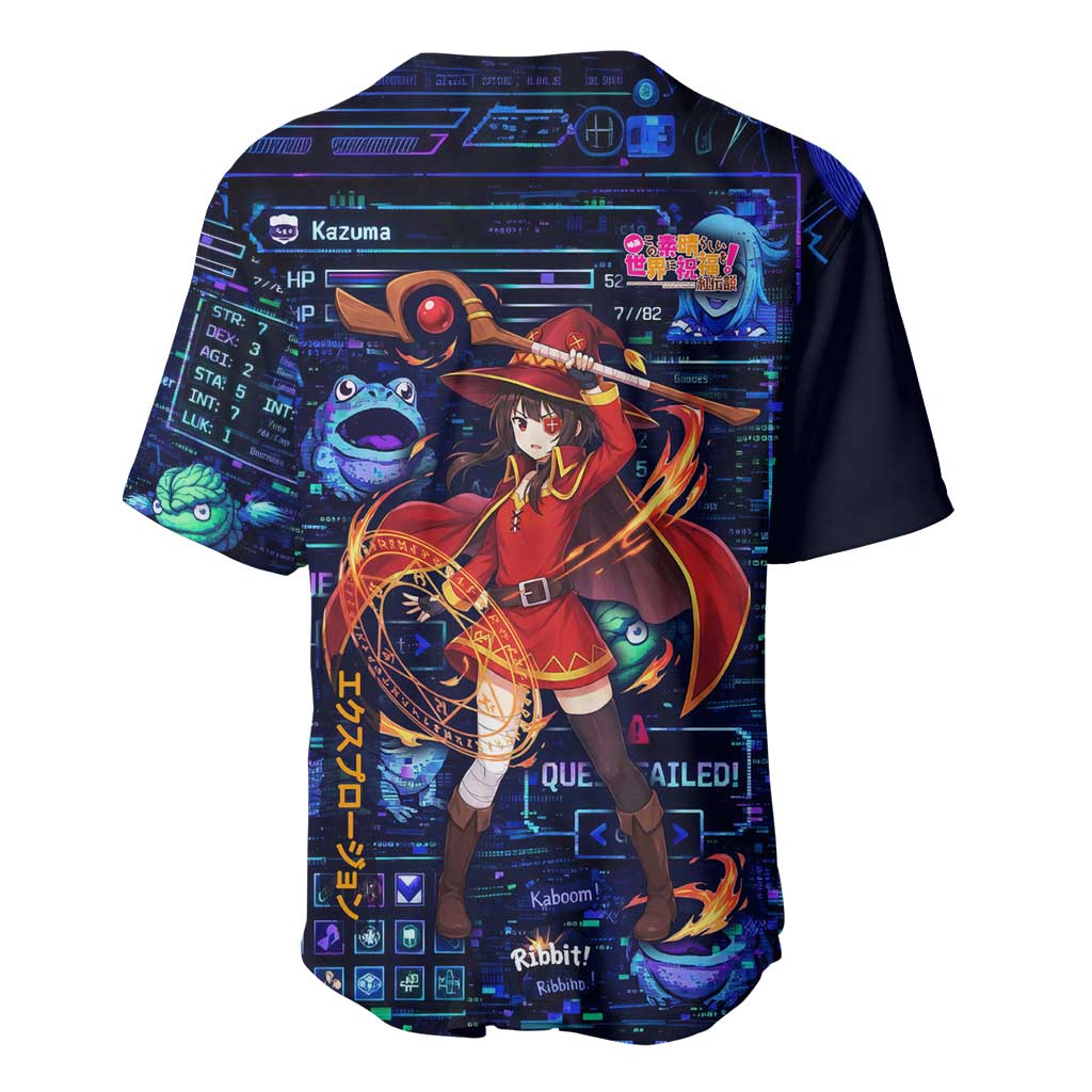 Megumin Crimson Demon Baseball Jersey Retro Anime RPG Interface Style