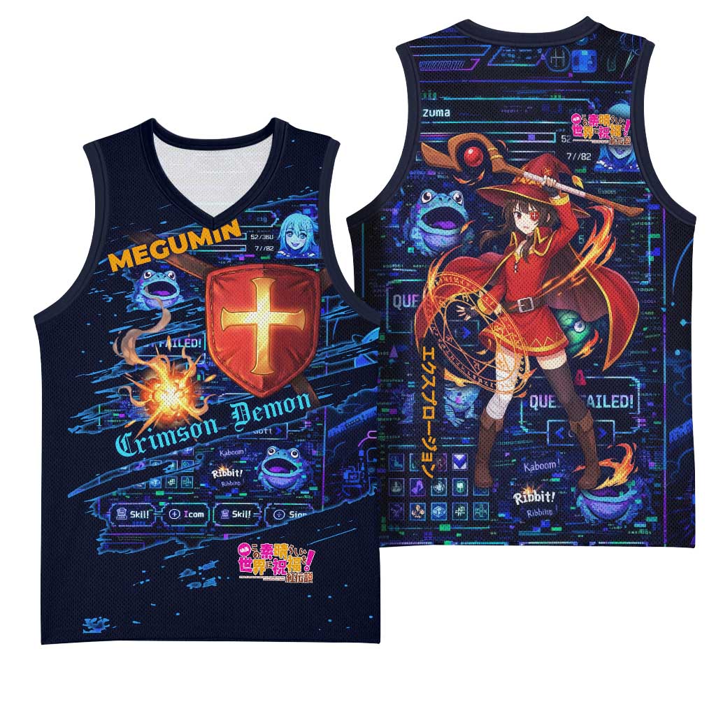 Megumin Crimson Demon Basketball Jersey Retro Anime RPG Interface Style