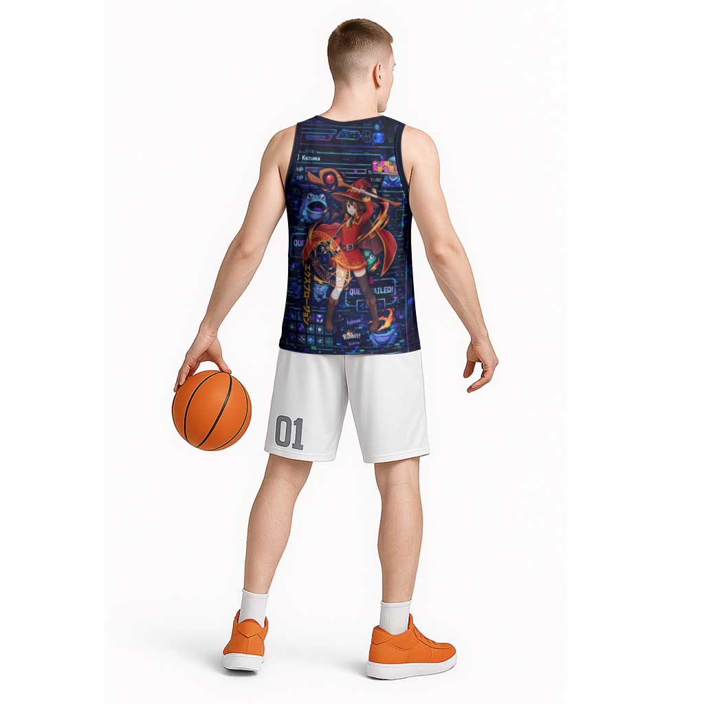 Megumin Crimson Demon Basketball Jersey Retro Anime RPG Interface Style