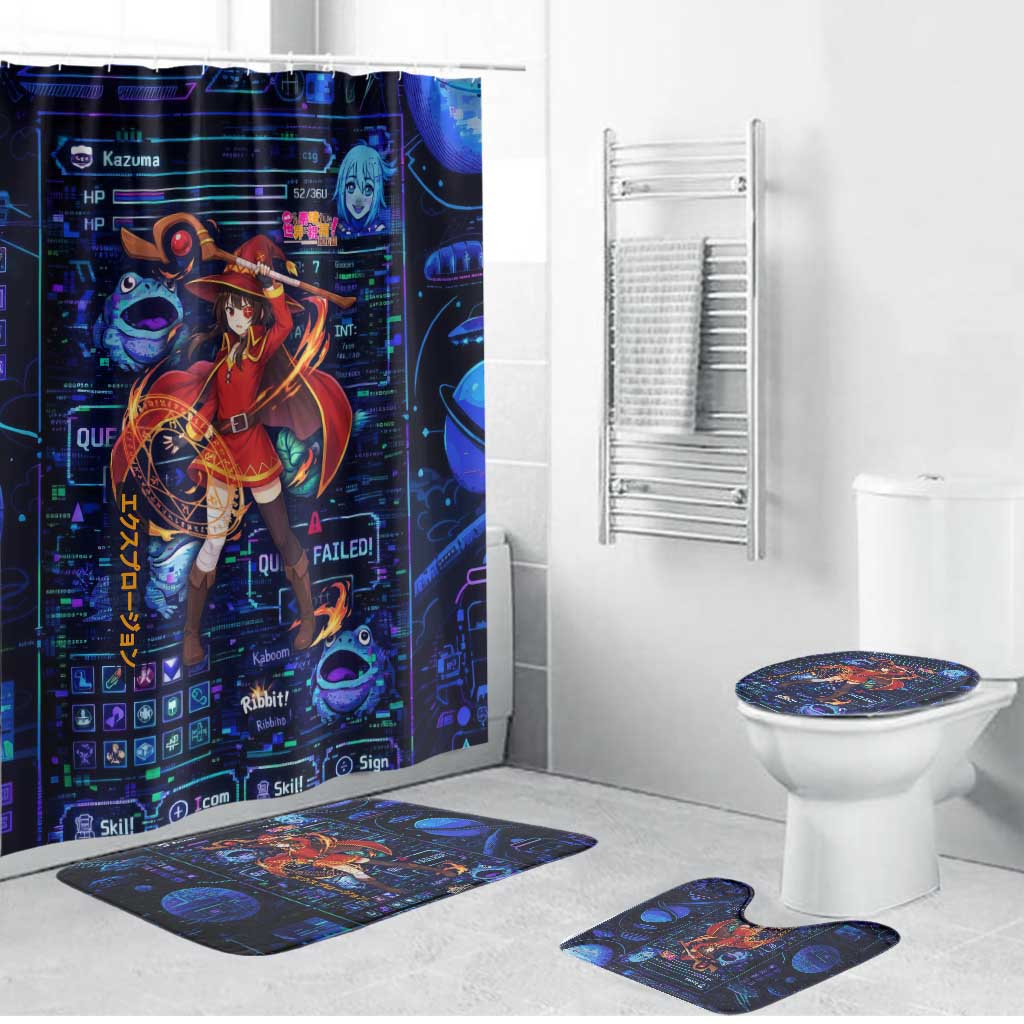 Megumin Crimson Demon Bathroom Set Retro Anime RPG Interface Style