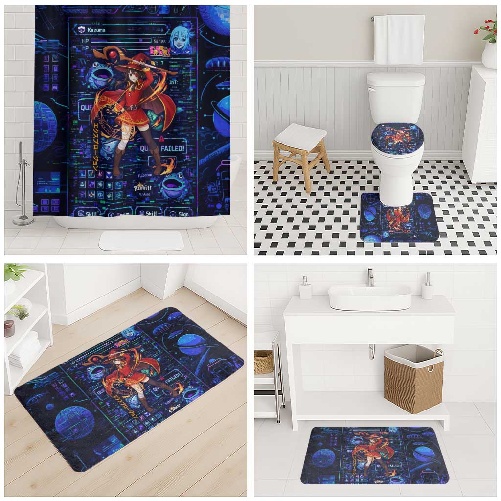 Megumin Crimson Demon Bathroom Set Retro Anime RPG Interface Style