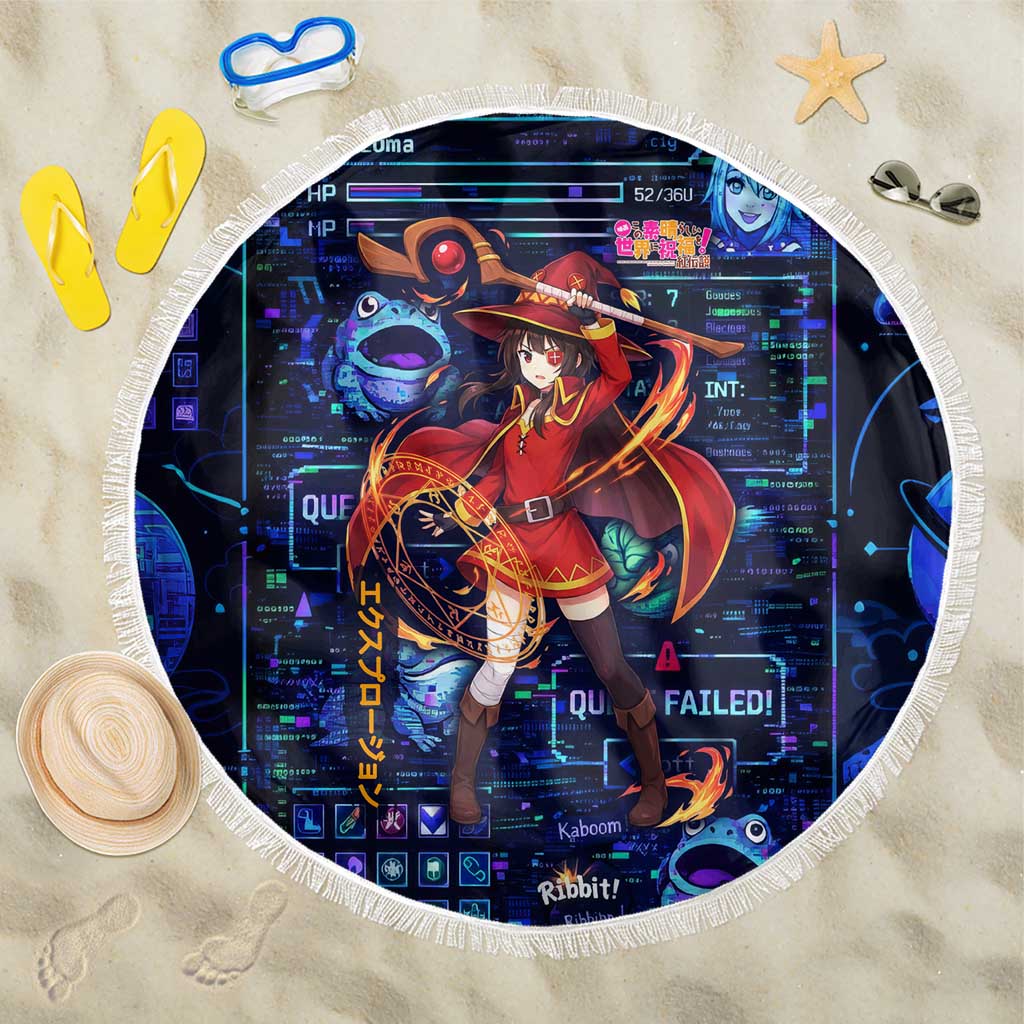 Megumin Crimson Demon Beach Blanket Retro Anime RPG Interface Style