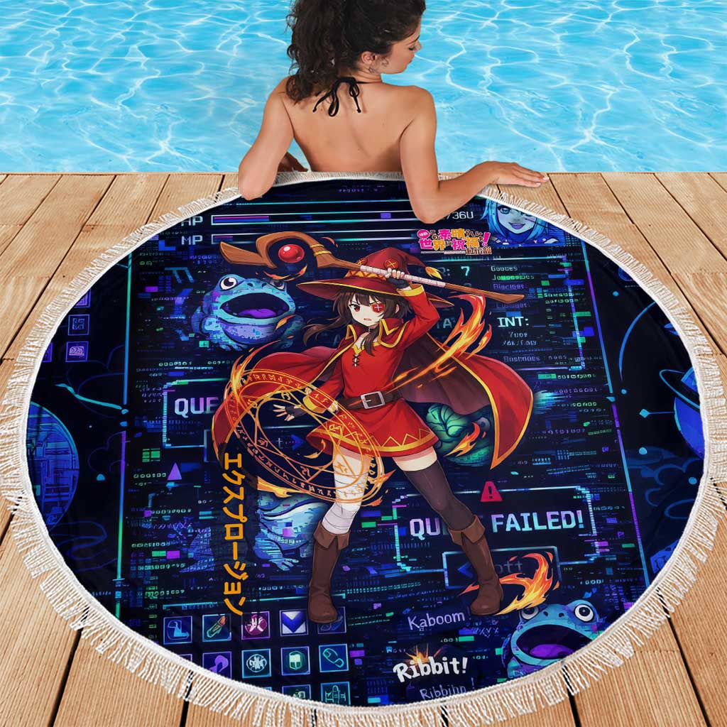 Megumin Crimson Demon Beach Blanket Retro Anime RPG Interface Style