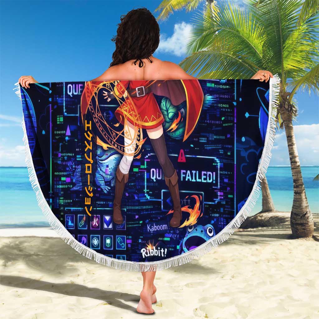 Megumin Crimson Demon Beach Blanket Retro Anime RPG Interface Style