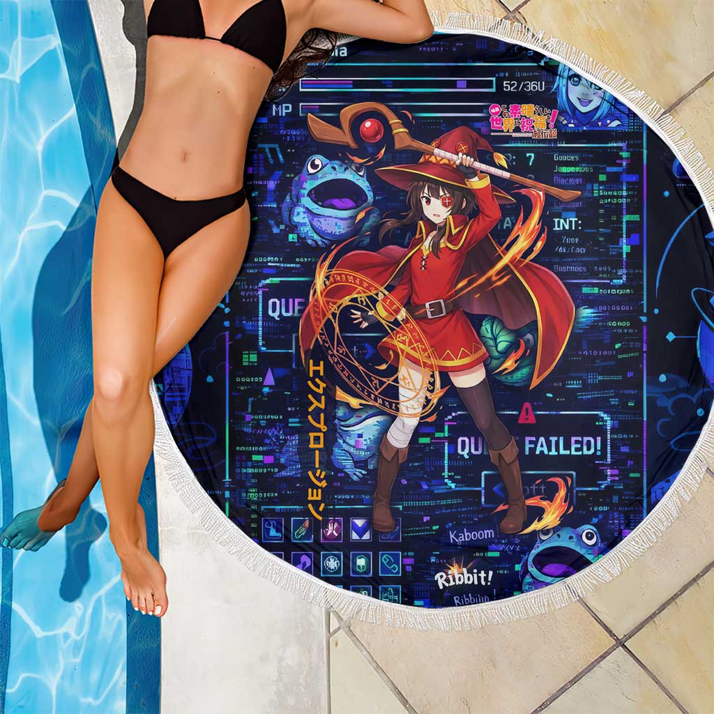 Megumin Crimson Demon Beach Blanket Retro Anime RPG Interface Style