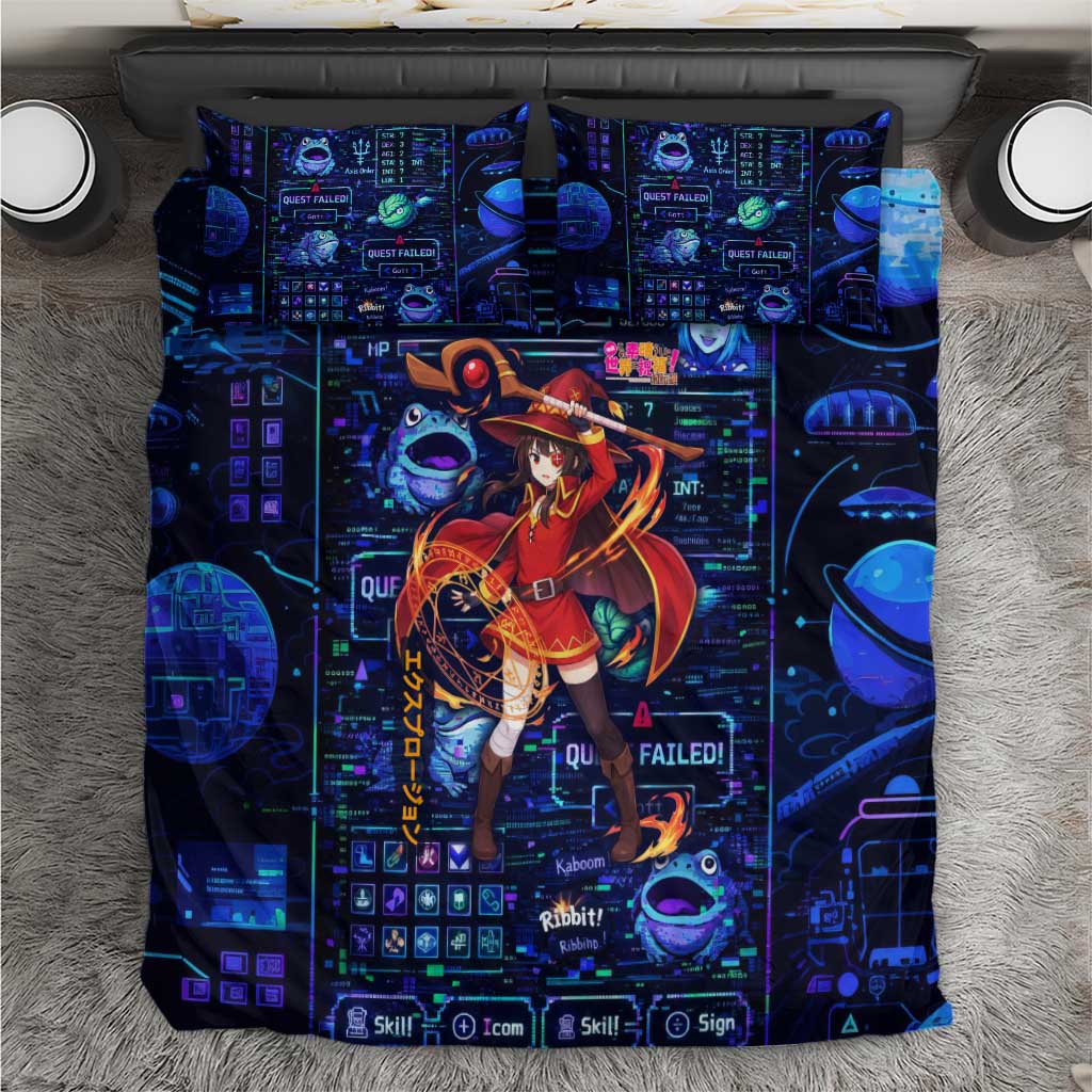 Megumin Crimson Demon Bedding Set Retro Anime RPG Interface Style