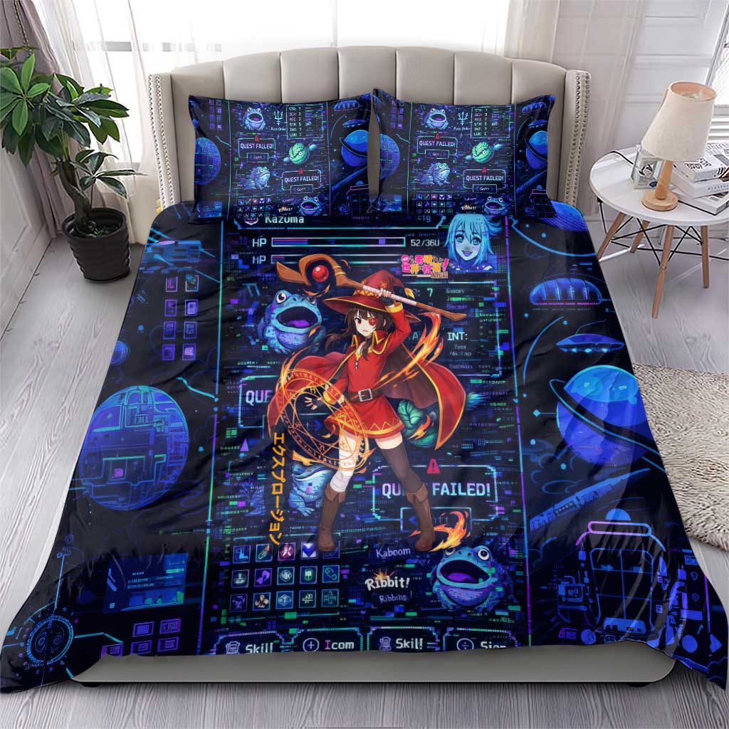 Megumin Crimson Demon Bedding Set Retro Anime RPG Interface Style