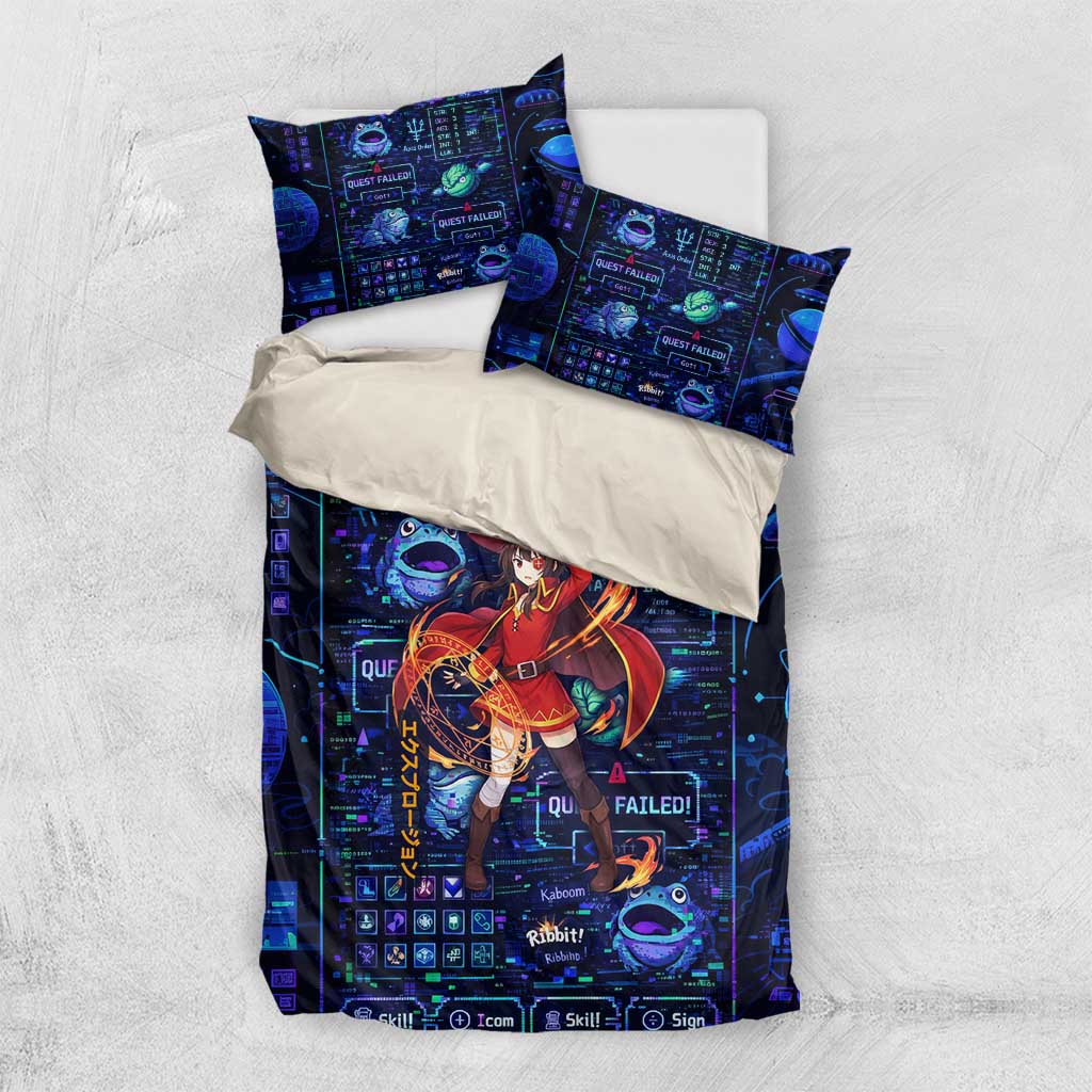 Megumin Crimson Demon Bedding Set Retro Anime RPG Interface Style