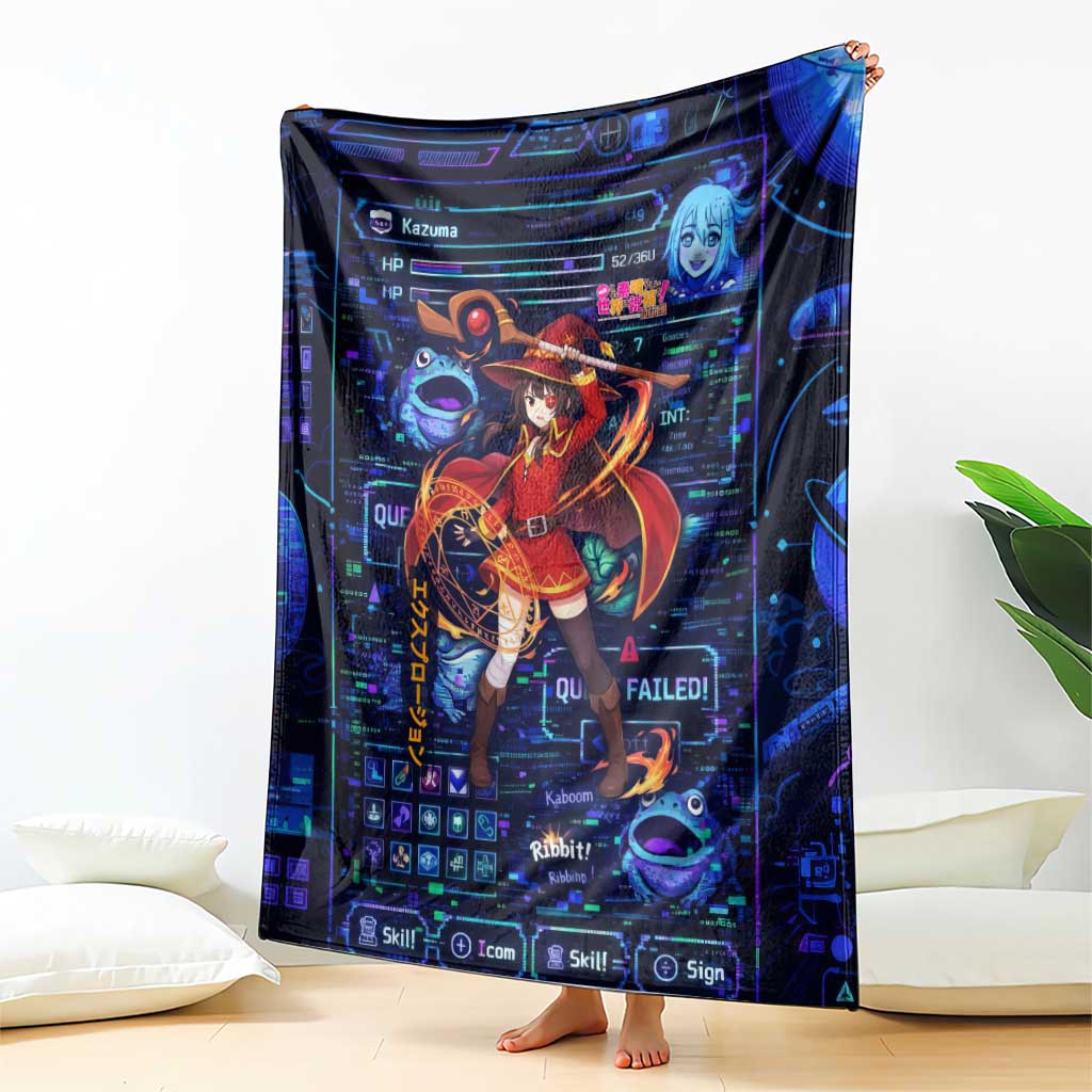 Megumin Crimson Demon Blanket Retro Anime RPG Interface Style