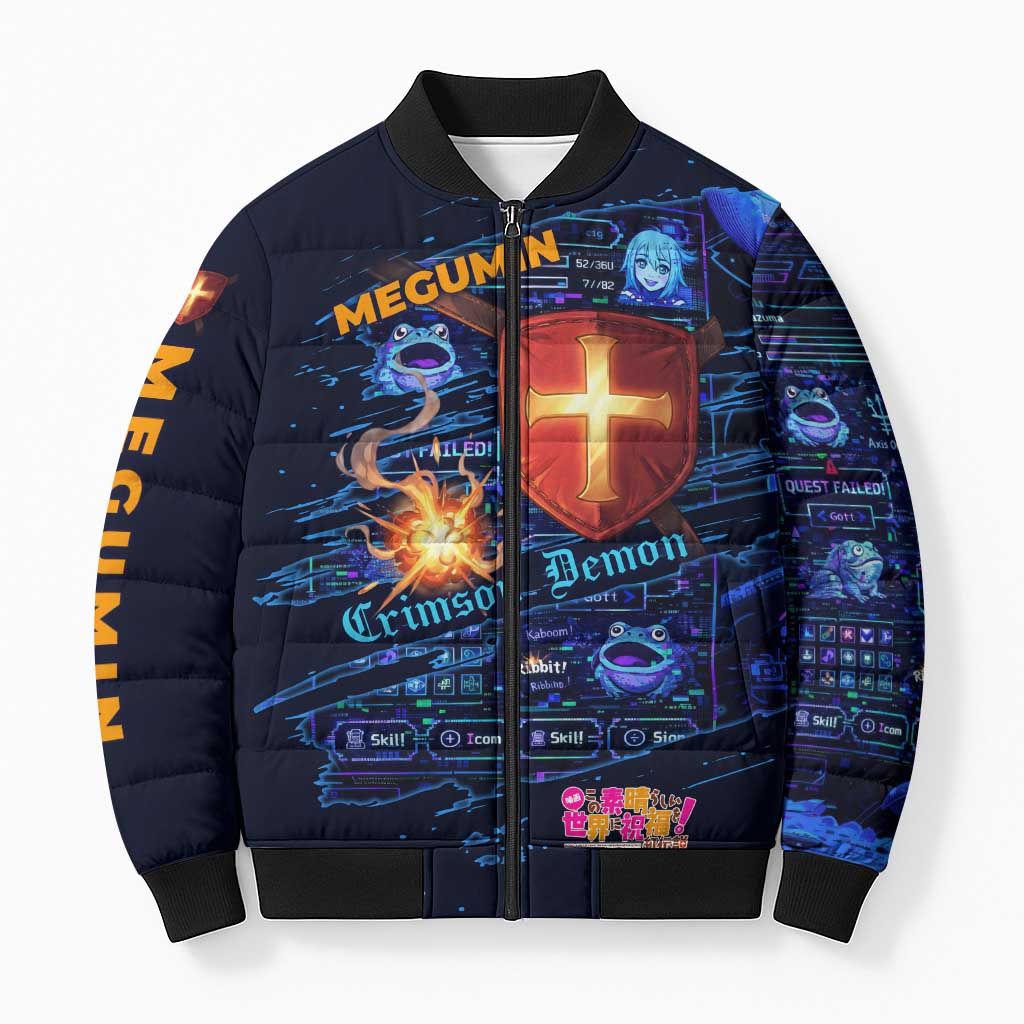 Megumin Crimson Demon Bomber Puffer Jacket Retro Anime RPG Interface Style