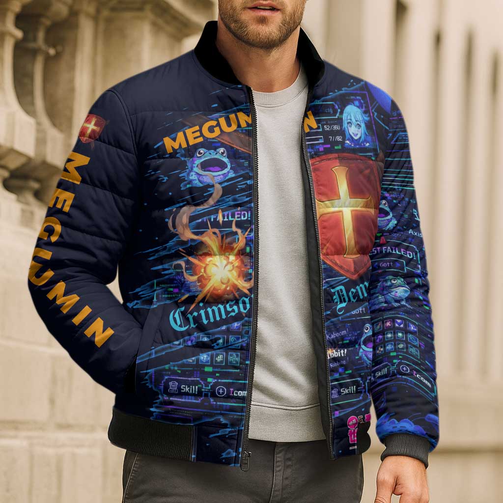 Megumin Crimson Demon Bomber Puffer Jacket Retro Anime RPG Interface Style