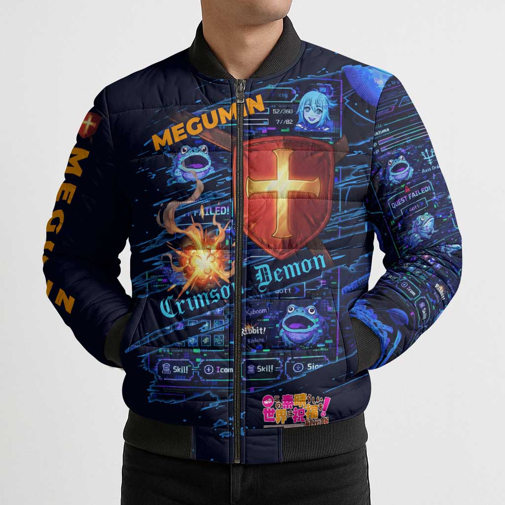 Megumin Crimson Demon Bomber Puffer Jacket Retro Anime RPG Interface Style