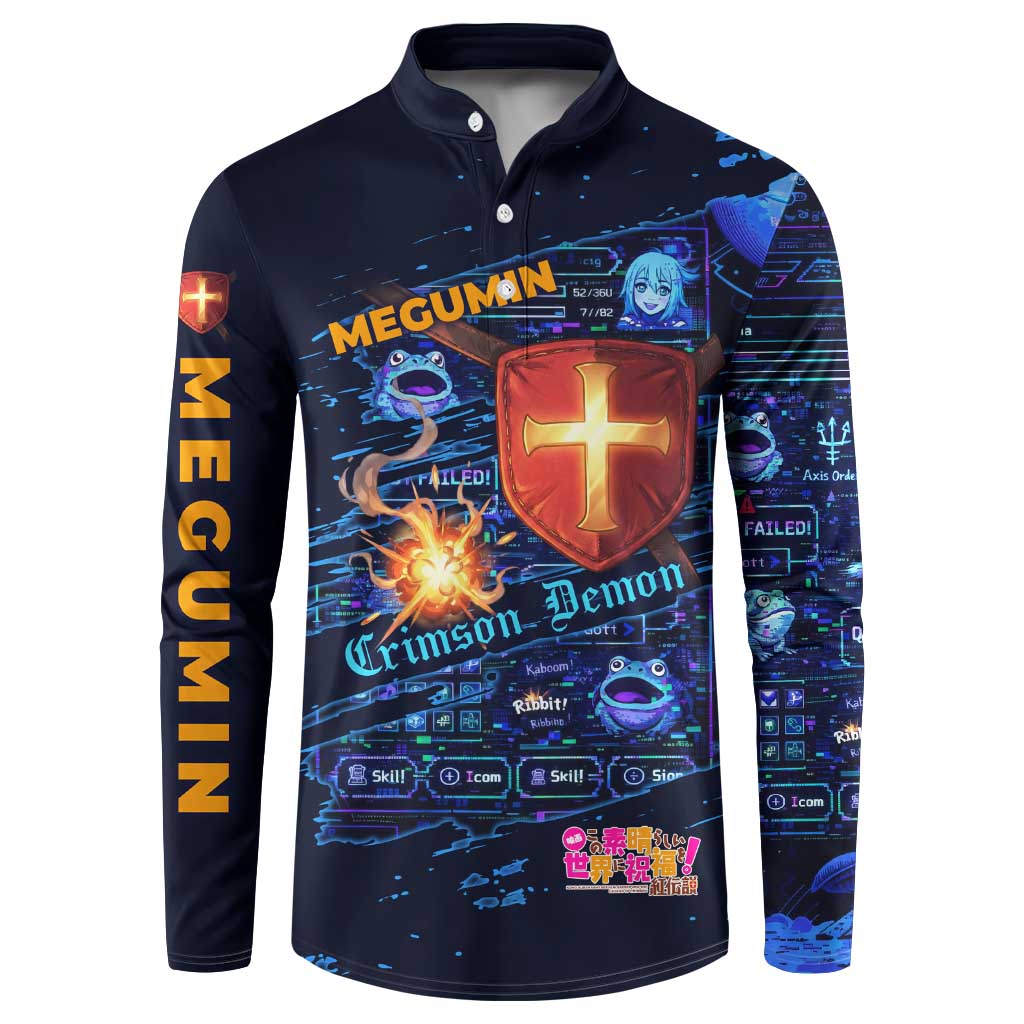 Megumin Crimson Demon Button Sweatshirt Retro Anime RPG Interface Style