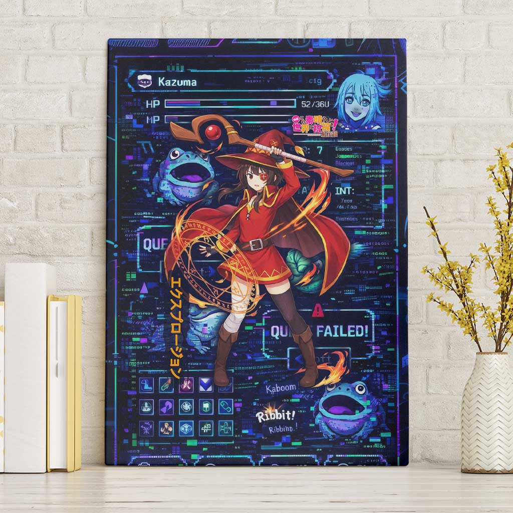 Megumin Crimson Demon Canvas Wall Art Retro Anime RPG Interface Style