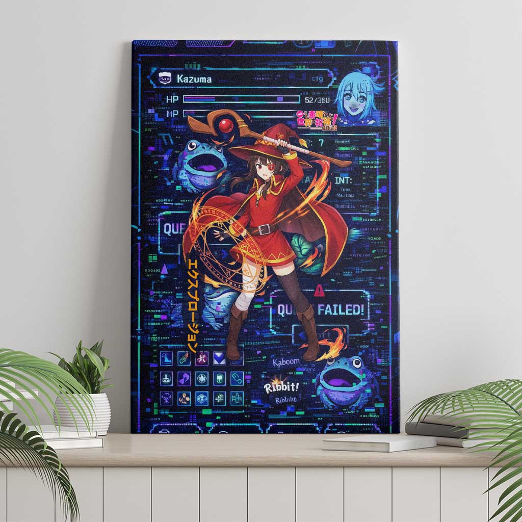 Megumin Crimson Demon Canvas Wall Art Retro Anime RPG Interface Style