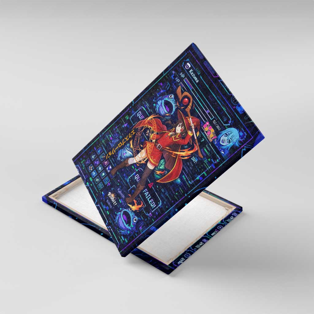 Megumin Crimson Demon Canvas Wall Art Retro Anime RPG Interface Style