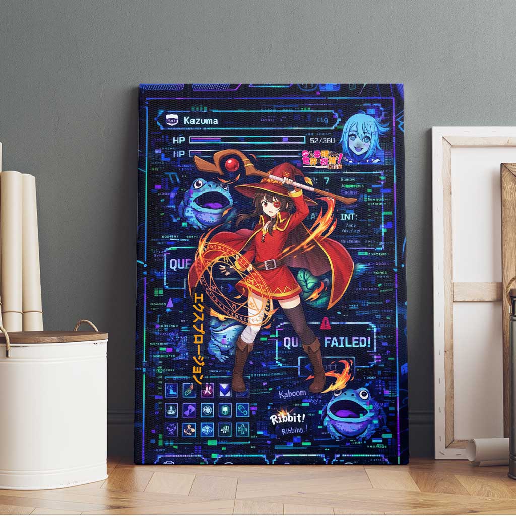 Megumin Crimson Demon Canvas Wall Art Retro Anime RPG Interface Style