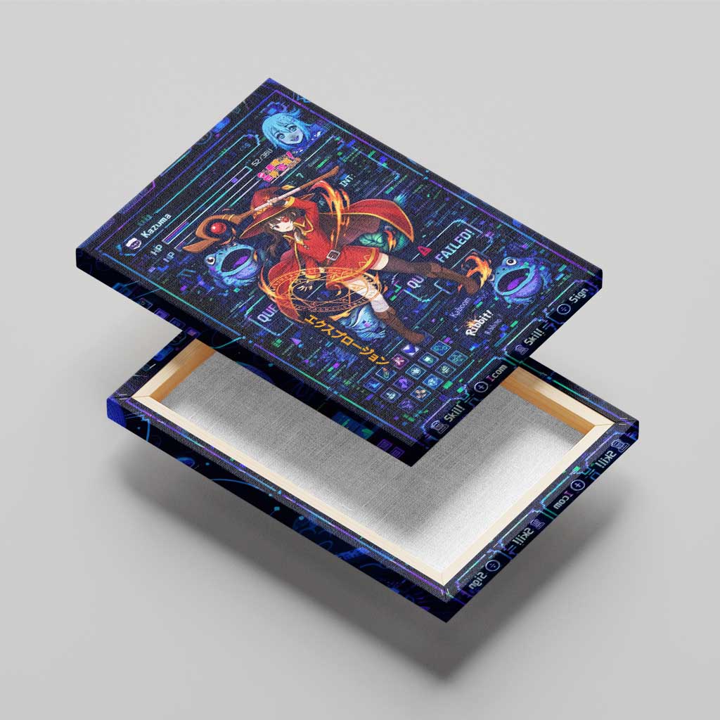 Megumin Crimson Demon Canvas Wall Art Retro Anime RPG Interface Style