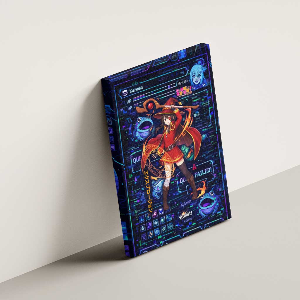 Megumin Crimson Demon Canvas Wall Art Retro Anime RPG Interface Style