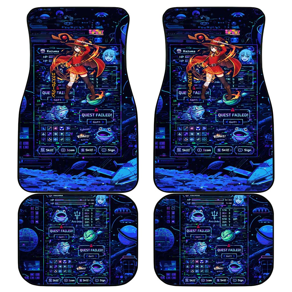 Megumin Crimson Demon Car Mats Retro Anime RPG Interface Style