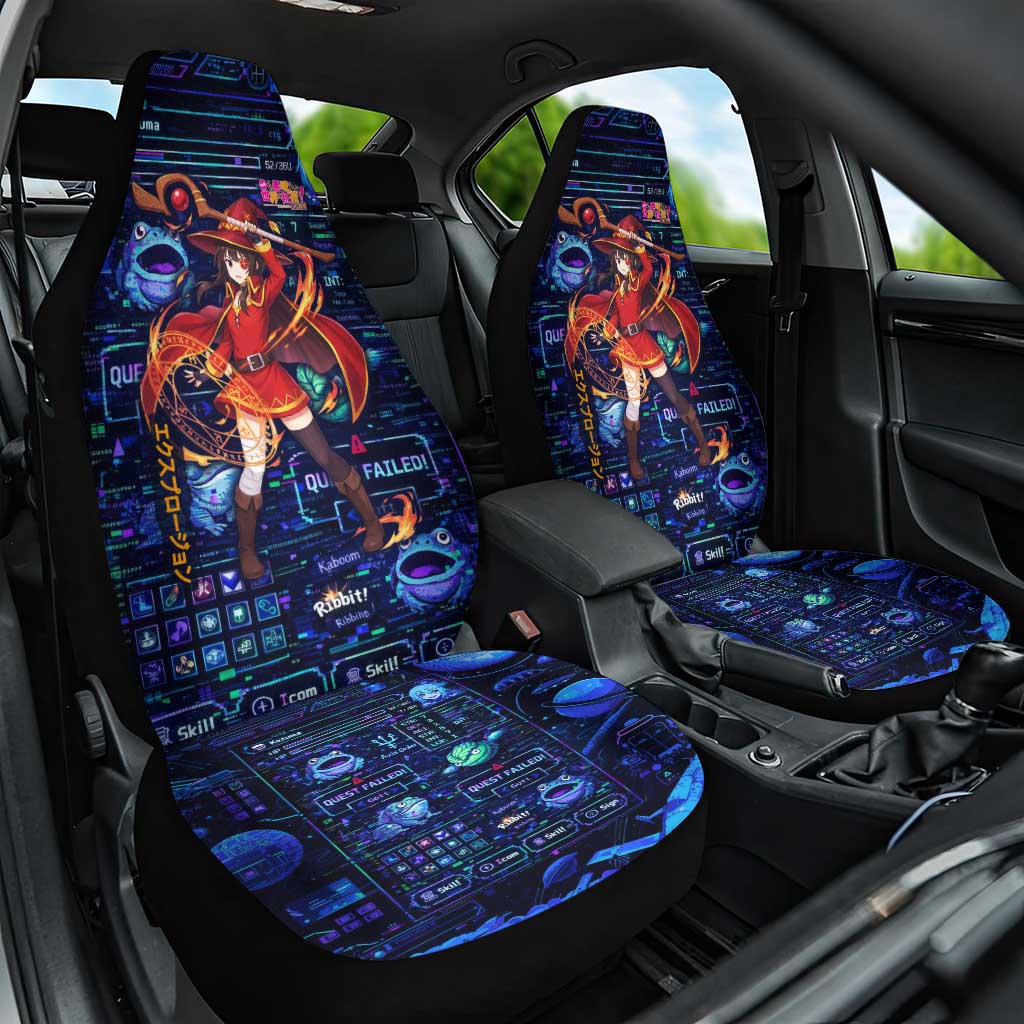 Megumin Crimson Demon Car Seat Cover Retro Anime RPG Interface Style