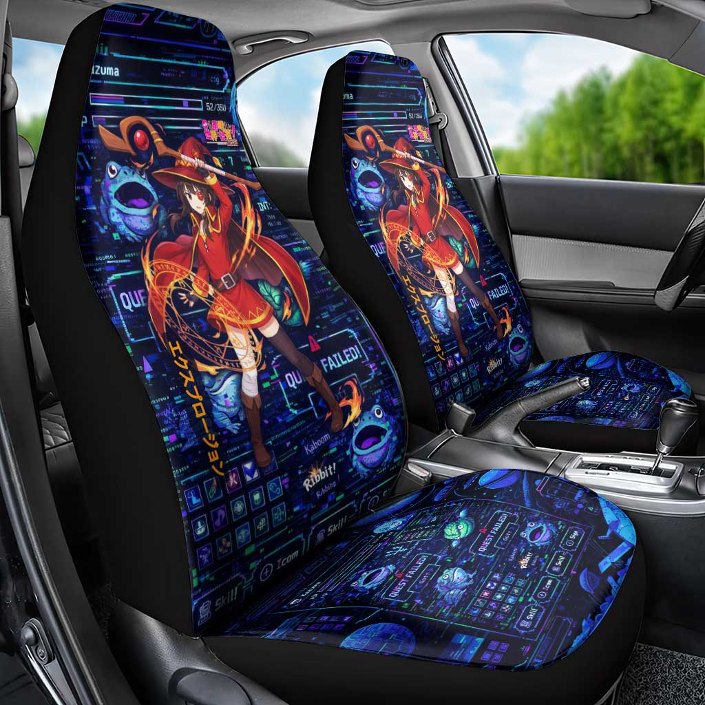 Megumin Crimson Demon Car Seat Cover Retro Anime RPG Interface Style