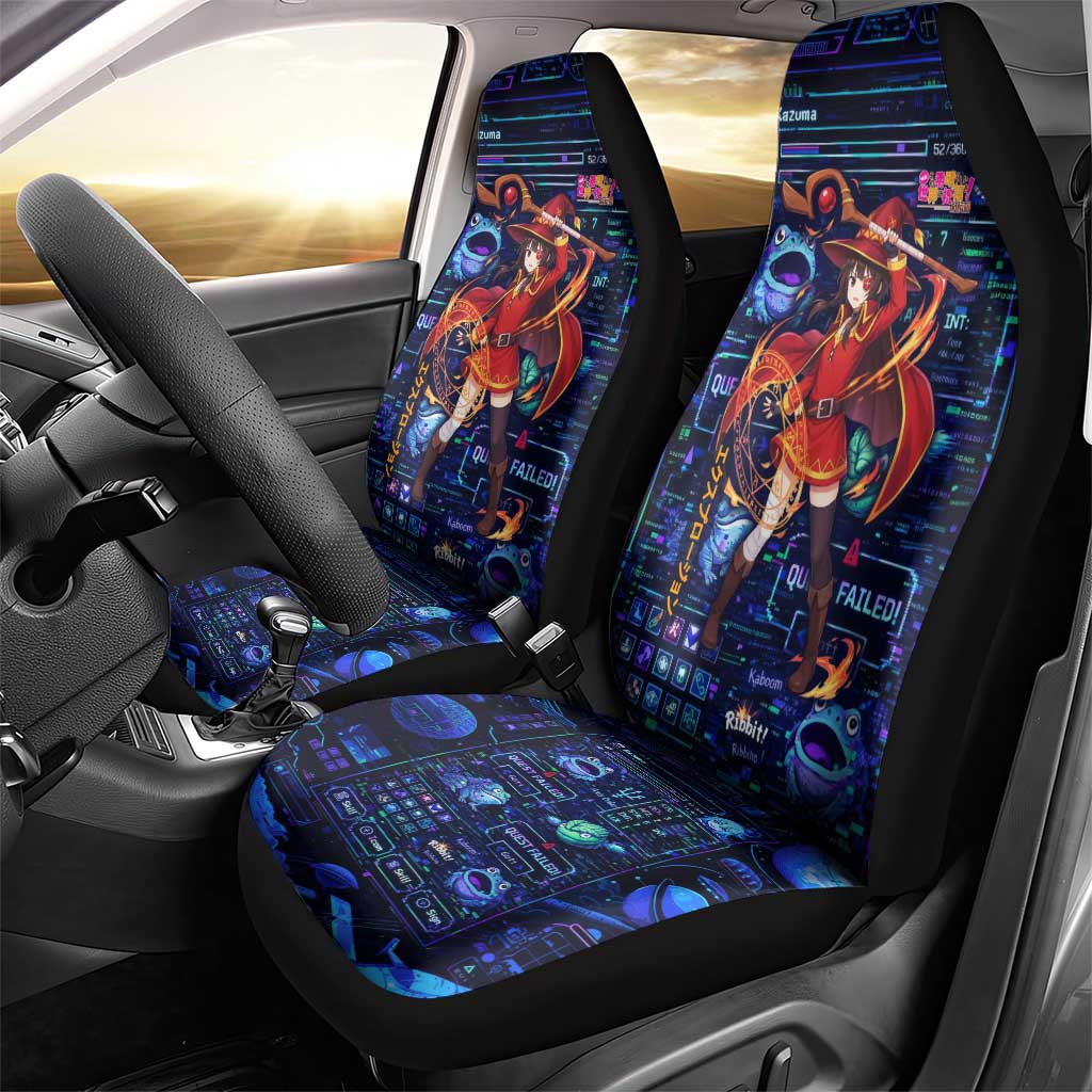 Megumin Crimson Demon Car Seat Cover Retro Anime RPG Interface Style