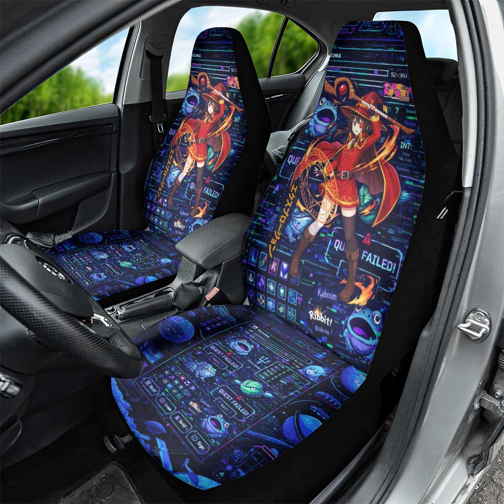 Megumin Crimson Demon Car Seat Cover Retro Anime RPG Interface Style