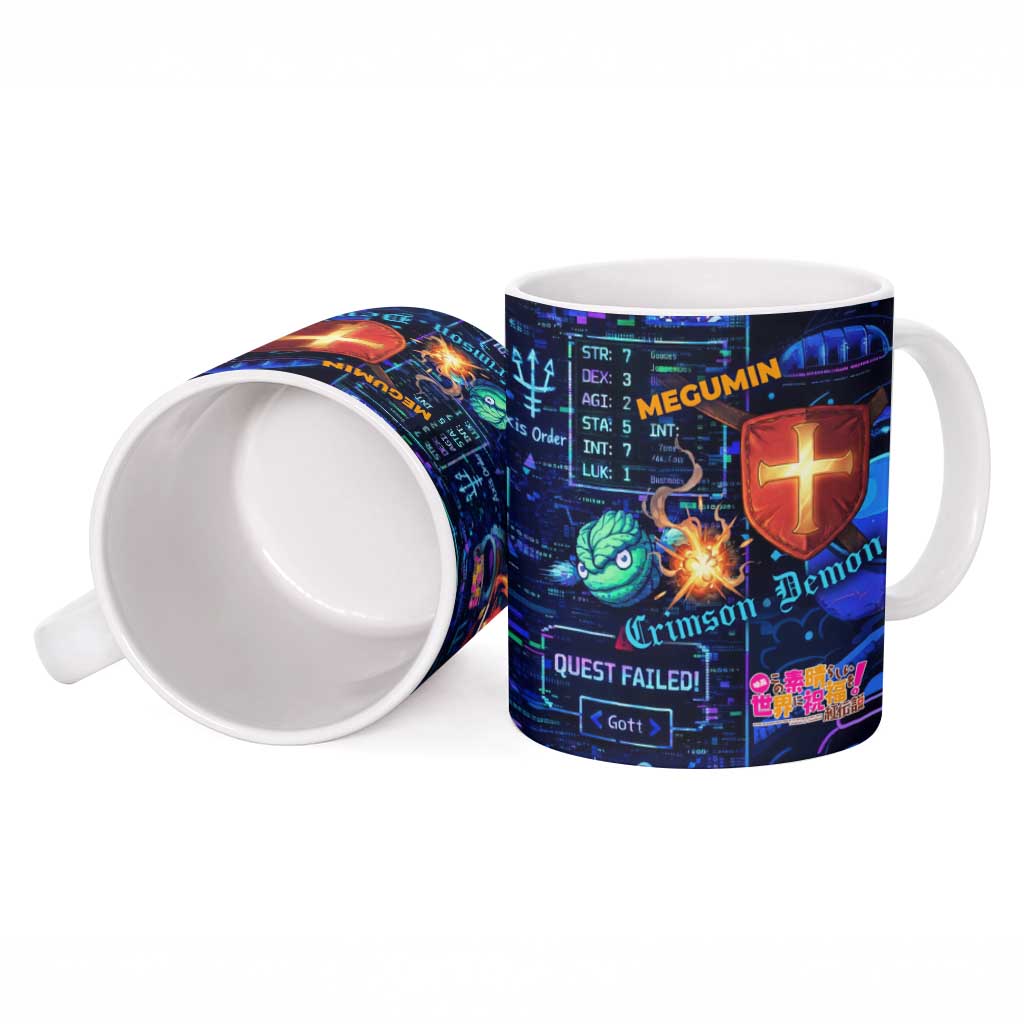 Megumin Crimson Demon Ceramic Mug Retro Anime RPG Interface Style