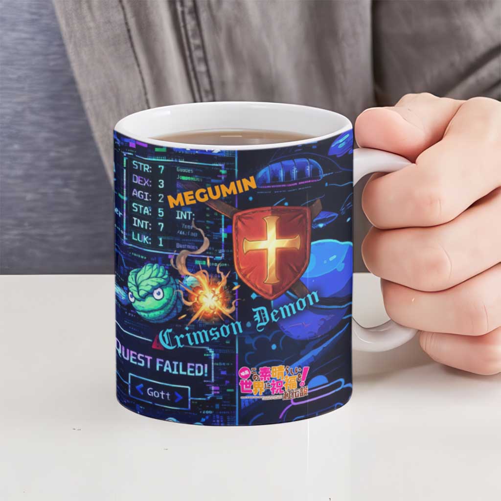 Megumin Crimson Demon Ceramic Mug Retro Anime RPG Interface Style