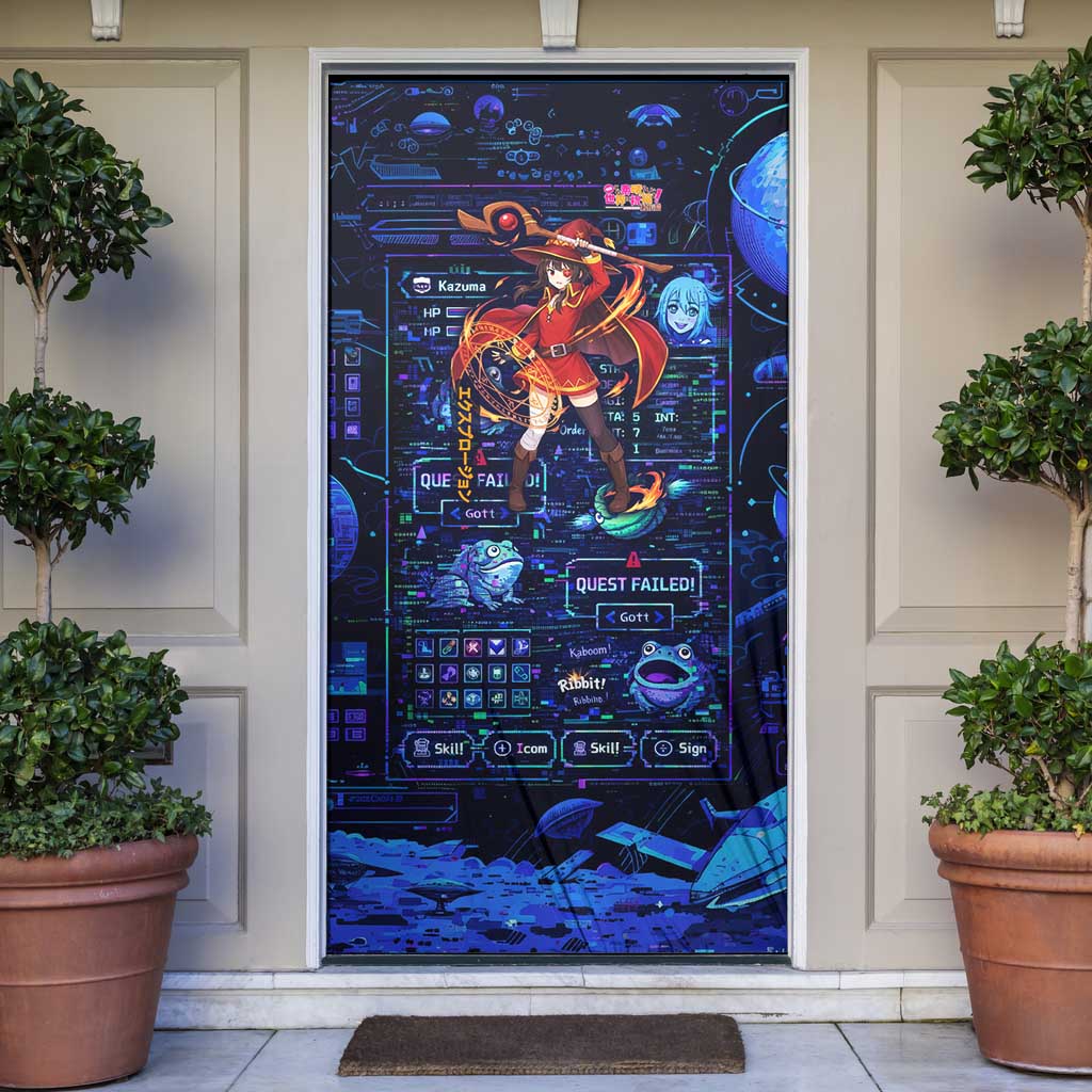 Megumin Crimson Demon Door Cover Retro Anime RPG Interface Style