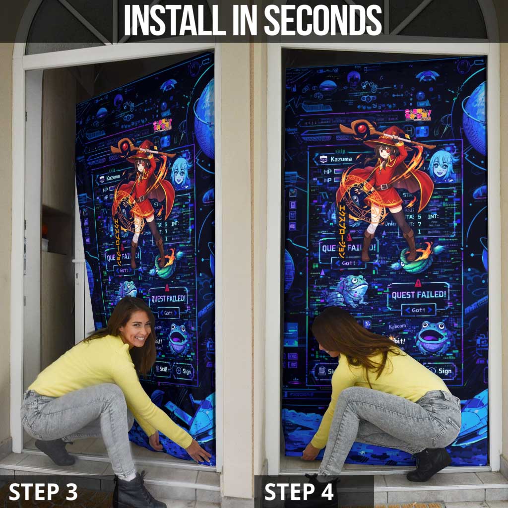 Megumin Crimson Demon Door Cover Retro Anime RPG Interface Style