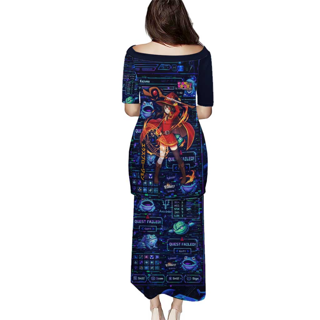 Megumin Crimson Demon Family Matching Puletasi and Hawaiian Shirt Retro Anime RPG Interface Style