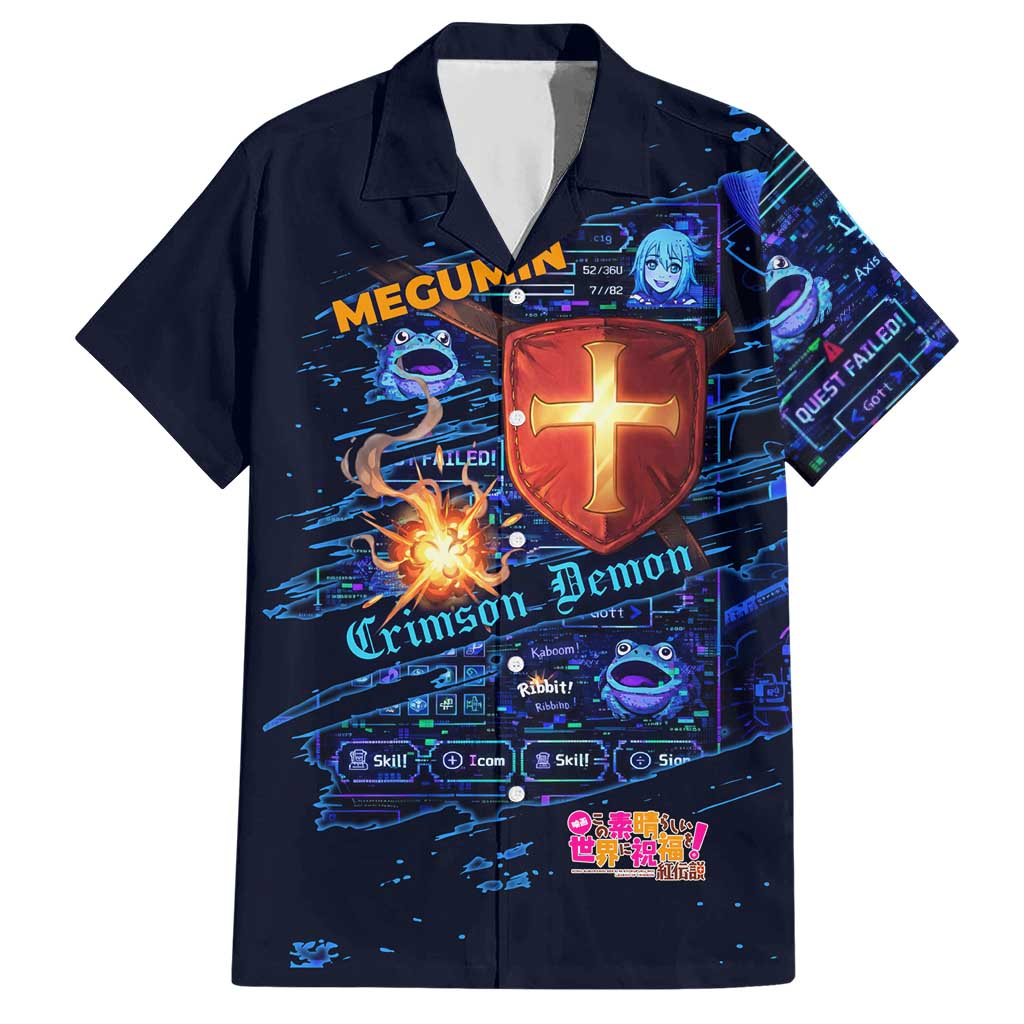 Megumin Crimson Demon Hawaiian Shirt Retro Anime RPG Interface Style