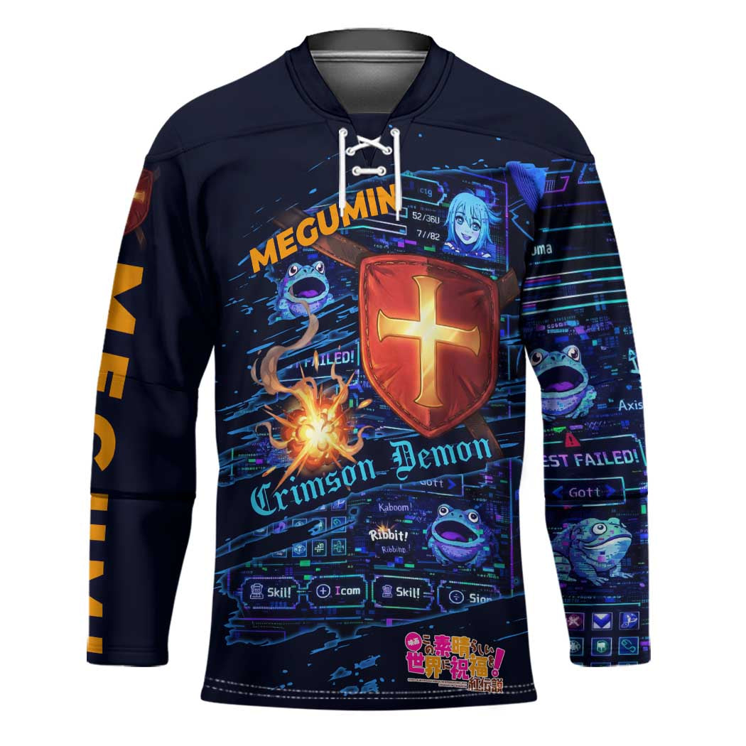 Megumin Crimson Demon Hockey Jersey Retro Anime RPG Interface Style