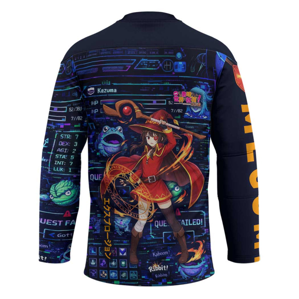Megumin Crimson Demon Hockey Jersey Retro Anime RPG Interface Style