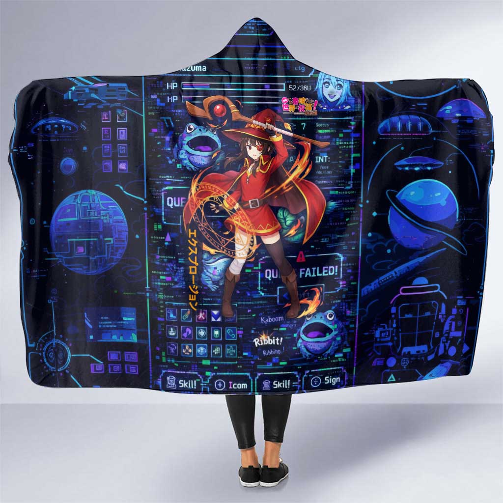 Megumin Crimson Demon Hooded Blanket Retro Anime RPG Interface Style