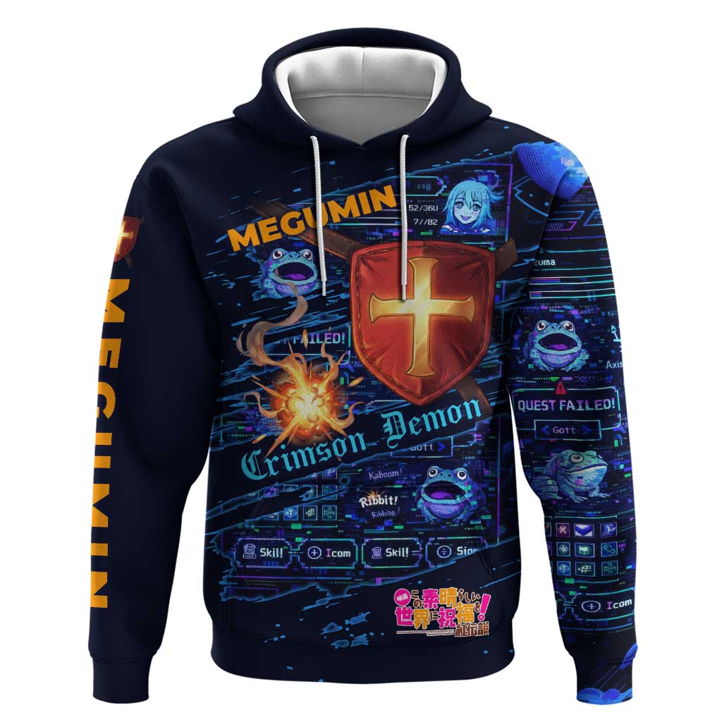 Megumin Crimson Demon Hoodie Retro Anime RPG Interface Style