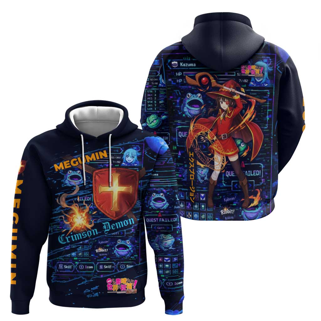 Megumin Crimson Demon Hoodie Retro Anime RPG Interface Style