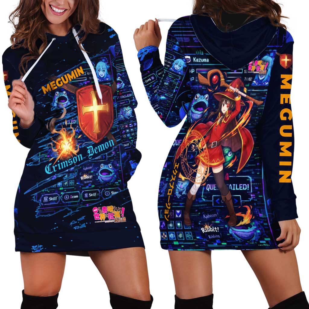 Megumin Crimson Demon Hoodie Dress Retro Anime RPG Interface Style