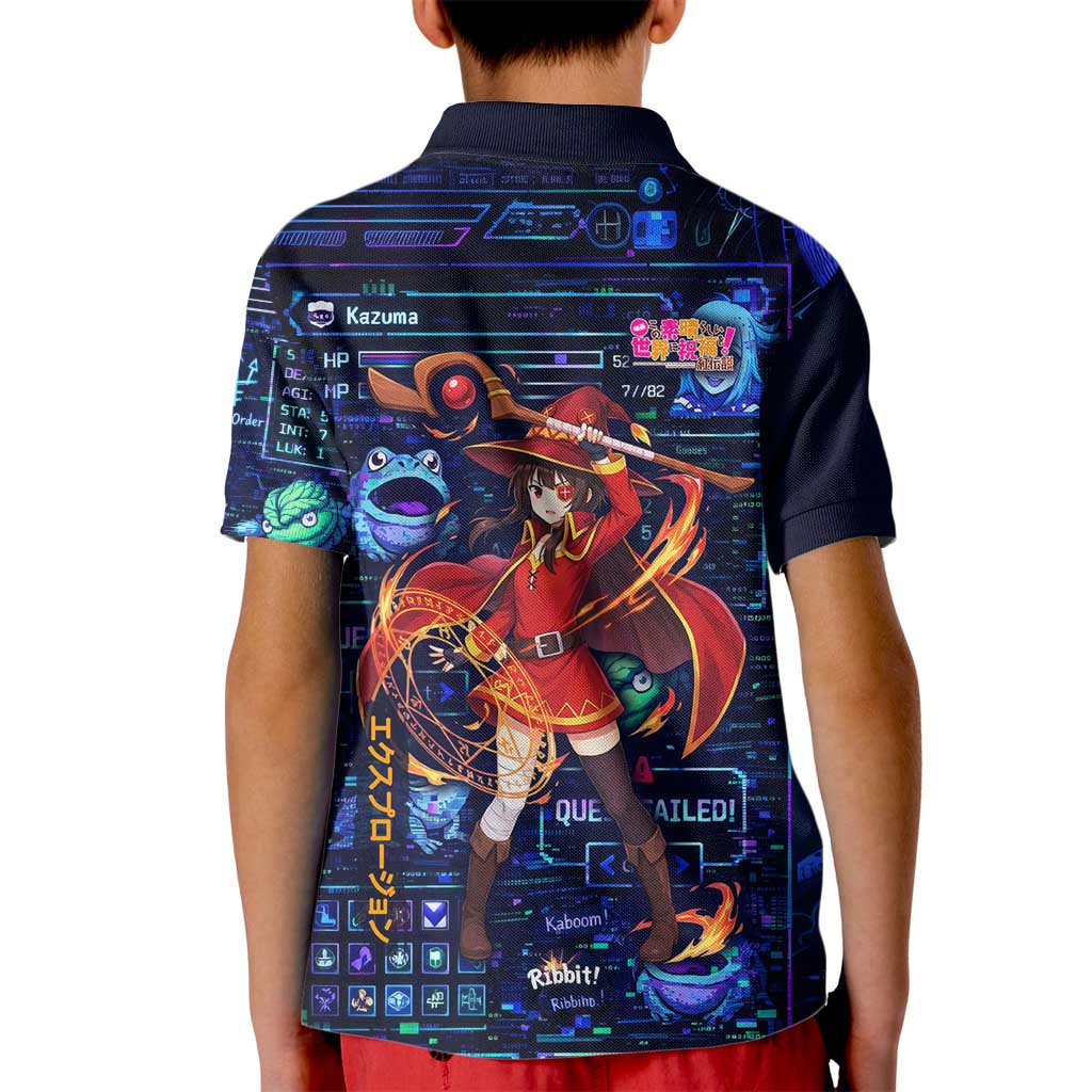 Megumin Crimson Demon Kid Polo Shirt Retro Anime RPG Interface Style