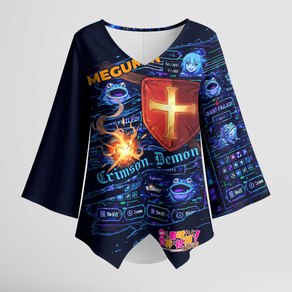 Megumin Crimson Demon Kimono Sleeve Blouse Retro Anime RPG Interface Style
